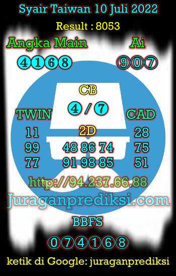Prediksi Taiwan 10 Juli 2022, Syair taiwan hari ini minggu 10 7 2022, angka keluar togel taiwan, toto jitu taiwan, taiwan lottery, kode syair taiwan malam ini.