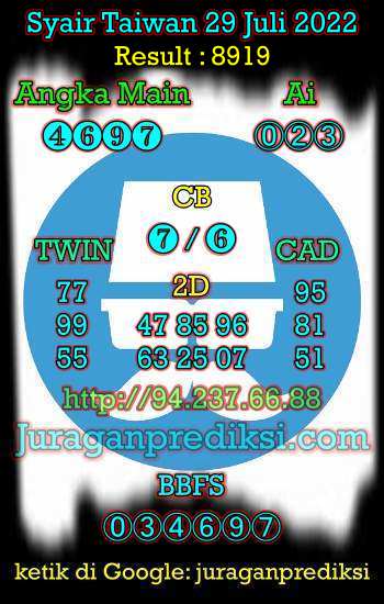 prediksi taiwan 29 juli 2022, syair taiwan malam ini jumat 29 7 2022