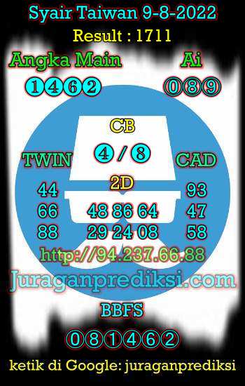 Prediksi Taiwan 9 Agustus 2022 dan juga Syair taiwan hari ini Selasa 9 8 2022 adalah angka keluar togel taiwan malam hari ini
